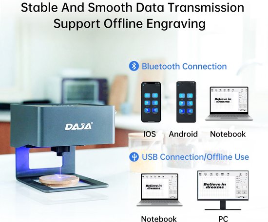 Machine de gravure laser Daja - découpeuse laser - machine de découpe laser - différents matériaux