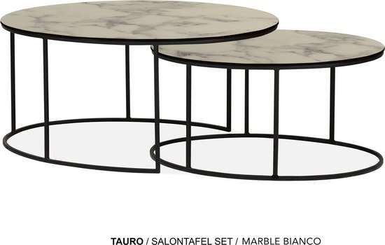 Maxfurn - Set ovale salontafel | kleur: Marbel Bianco
