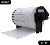 DULA Brother Compatible DK-22243 - Doorlopende labelrol - 5 rollen - 102 mm x 30,48 m - Zwart op wit - Papier