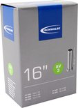Schwalbe fietsbinnenband verpakking, 16 inch, met autoventiel AV3.
