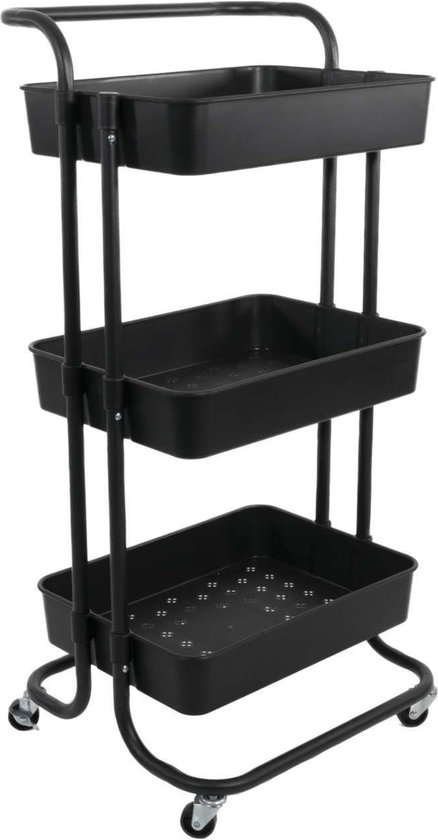 GOPLUS Desserte De Cuisine à Roulettes à 3 Niveaux-Chariot De Service