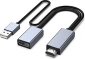 NÖRDIC HMDP-102 HDMI naar Displayport Adapter - USB-A - 4K60Hz - 18Gbps - 20cm - Grijs