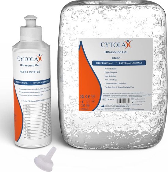 Gel à ultrasons Cytolax Clear 5 litres - Echo Gel avec flacon de recharge de 250 ml