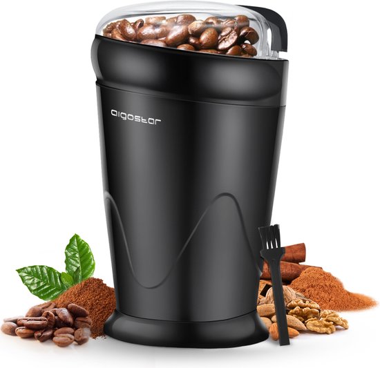 Aigostar Breath 30CFR - Elektrische Koffiemolen - Koffiebonen maler - Kruidenmolen - Coffee Grinder - Zwart