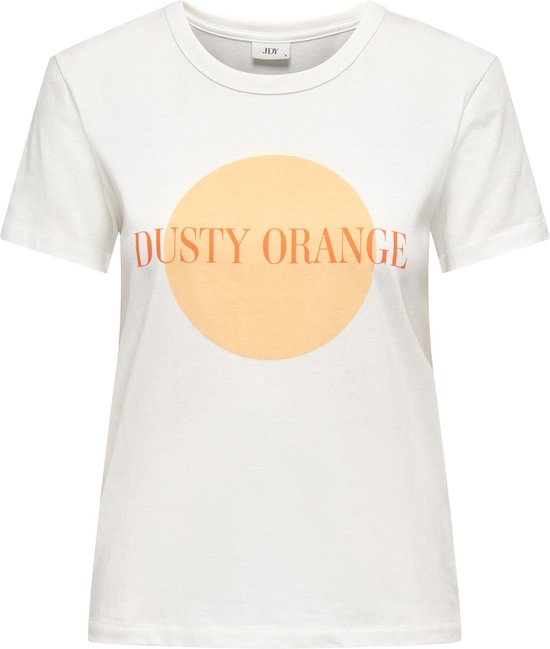 Jacqueline de Yong T-shirt Jdymichigan Life S/s Print Top Jrs 15311702 Cloud Dancer/dusty Orange Dames Maat - M