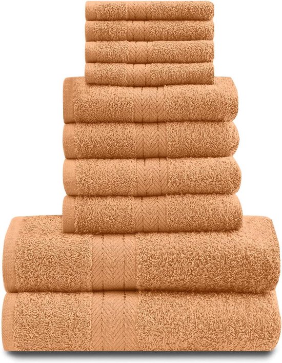 Boncasa - Handdoekenset, 100% gekamd katoen (niet geregenereerd), ringgesponnen, 450 g/m², soft-touch (oranje, 2 stuks