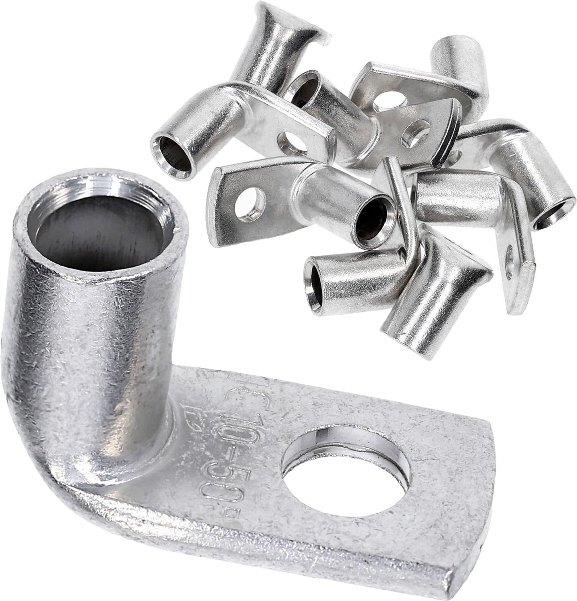 100 stuks Kalitec A7-L6 buiskabelschoenen 90° haaks 35mm² M6 ongeïsoleerd van vertind 100 stuks Kalitec A7-L6 buiskabelschoenen 90° haaks 35mm² M6 ongeïsoleerd van vertind