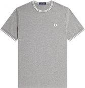 SINGLES DAY! Fred Perry - T-shirt M1588 Grijs - Heren - Maat L - Modern-fit