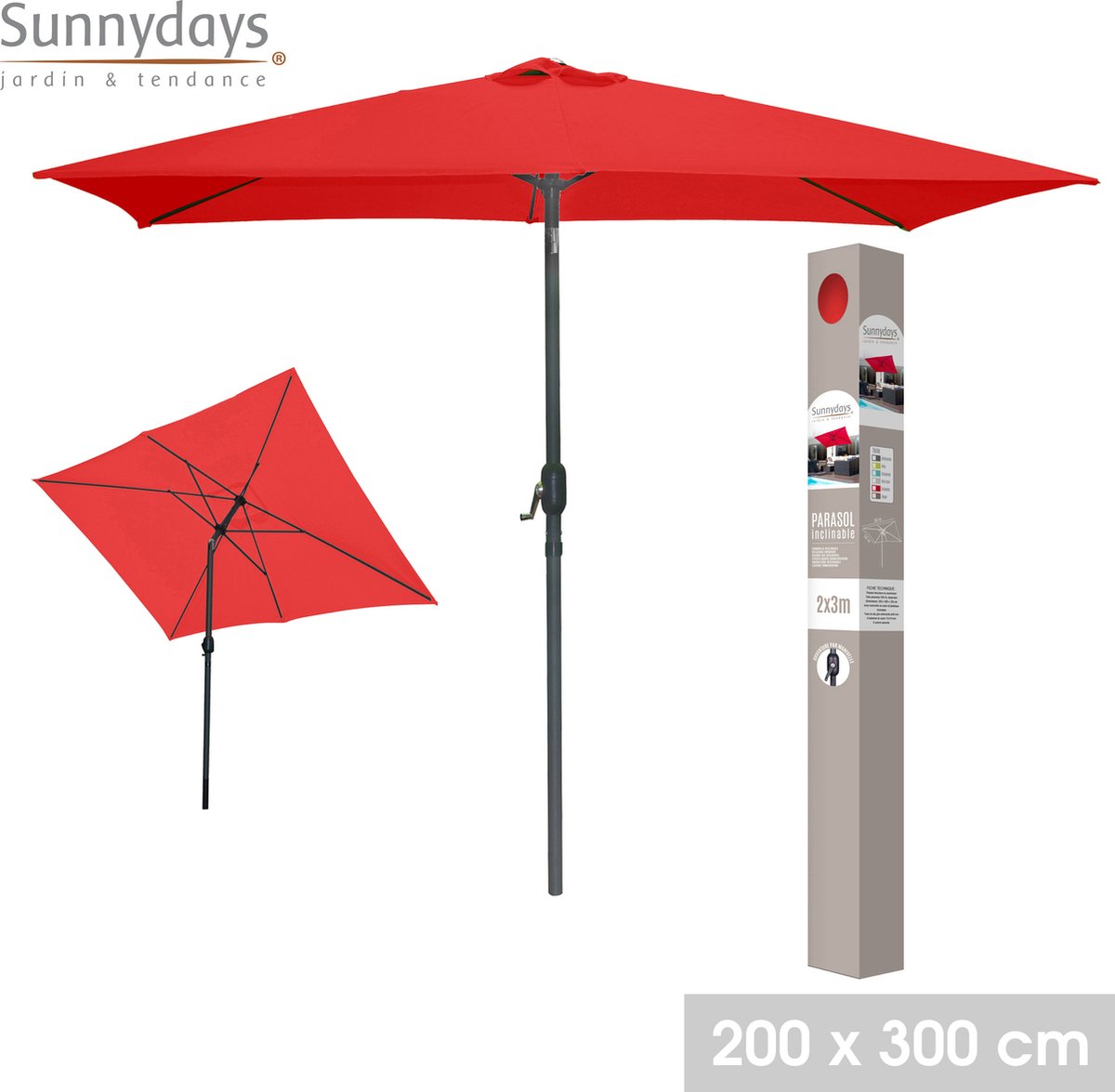2X3MTR HELKBARE PARASOL MET ALUMINIUM MAST EN STALEN WALVIS