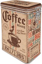 Retro koffieblik, 1,3 l, koffiezak, cadeau-idee voor koffieliefhebbers, blik met aromadeksel, vintage design