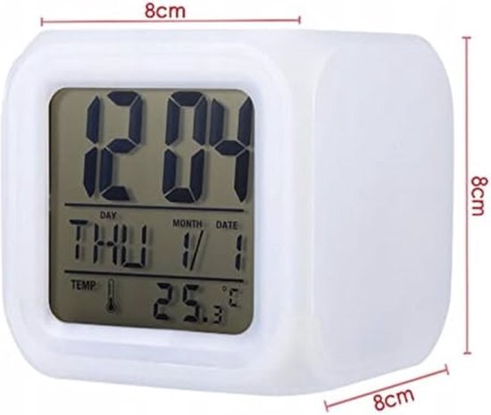 thumbnail: MOSUO Digitale Wekker Met Groot LED Display - Temperatuur, Datum, 2 Alarmen, Spiegelfront - USB Voeding