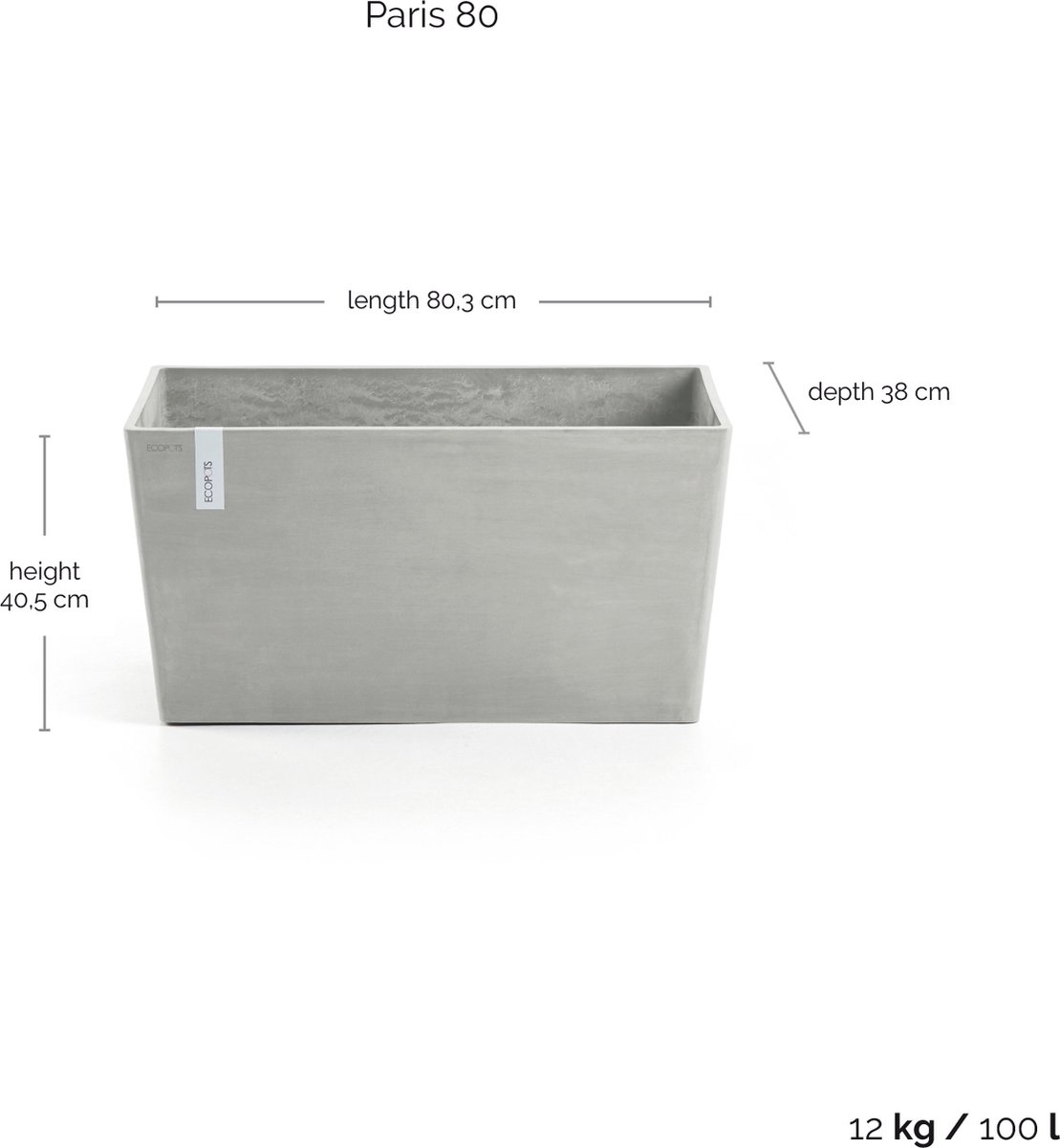 Ecopots Paris 80 - White Grey - 80,3 x 38 x H40,5 cm
