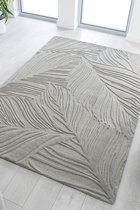 Flycarpets Lino Leaf Modern Poils Ras - Tapis 100% Laine - Grijs - 160x230 cm