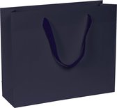 Papieren Tassen Donkerblauw - 24+8x20 cm - A5 liggend - Luxe lintjes - Blauw - Luxe Cadeautasjes - 20 Stuks