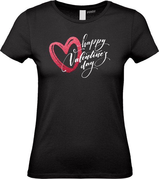T-shirt femme Coeur Happy Saint Valentin | Cadeau Saint Valentin pour elle | Saint-Valentin | La Saint-Valentin pour les femmes | Femmes Zwart | taille XL