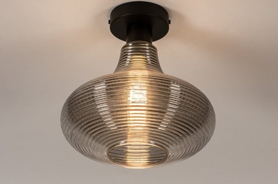 Lumidora Plafondlamp 31120 - Plafonniere - NAPELS - E27 - Zwart - Grijs - Metaal - ⌀ 25 cm