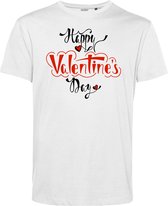 T-shirt Happy Valentines Day | Valentijn cadeautje voor hem | Valentijn | Valentijnsdag voor mannen | Wit | maat S