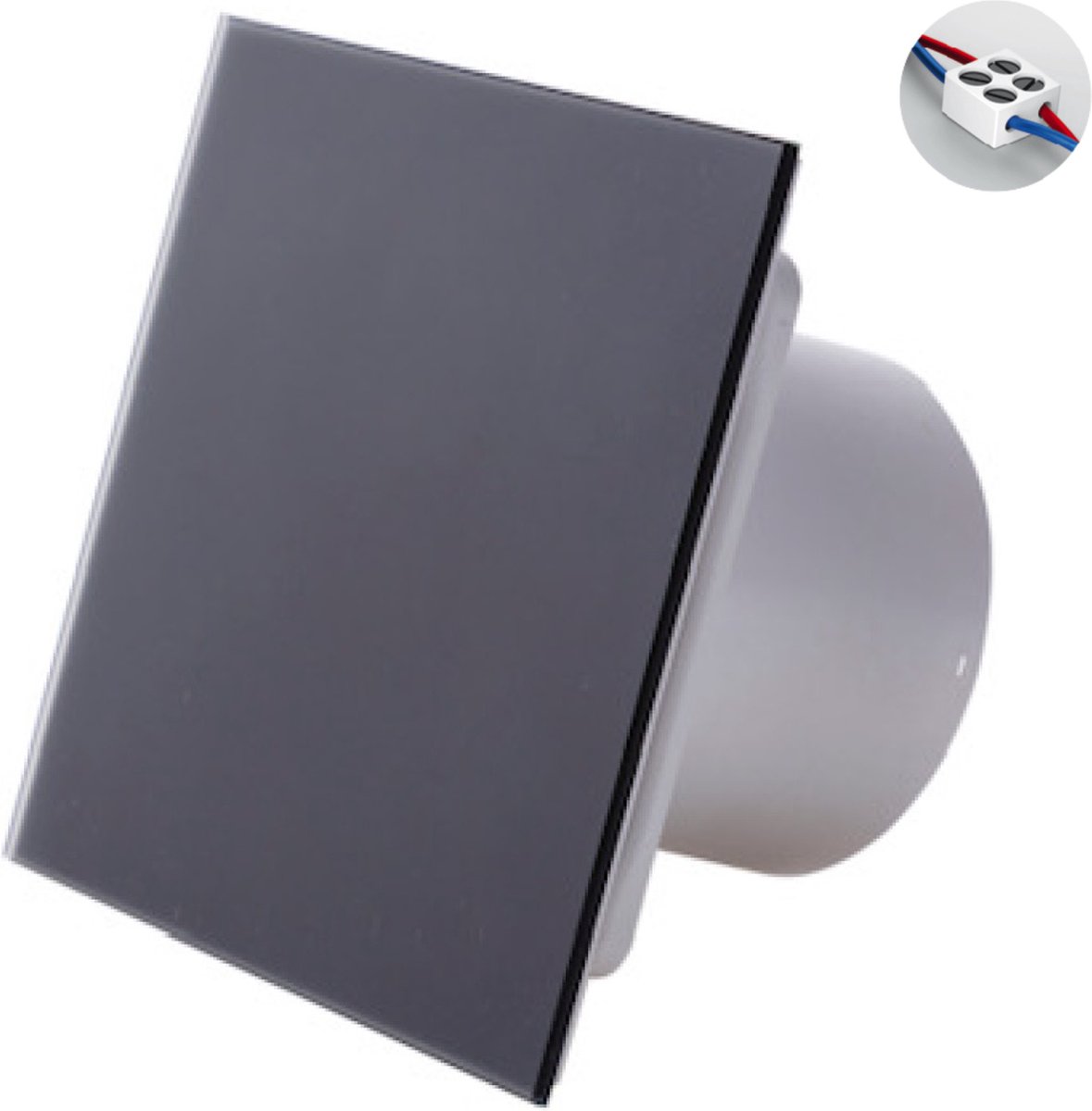 Awenta Silent badkamerventilator 125 mm - 145 m³/h - Mat zwart glas