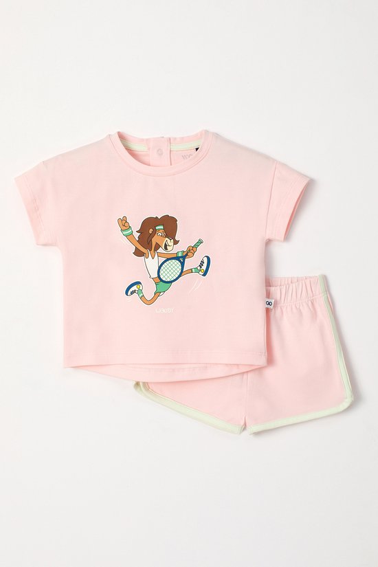 Woody pyjama baby meisjes - lichtroze - leeuw - 241-10-PZG-Z/406 - maat 86