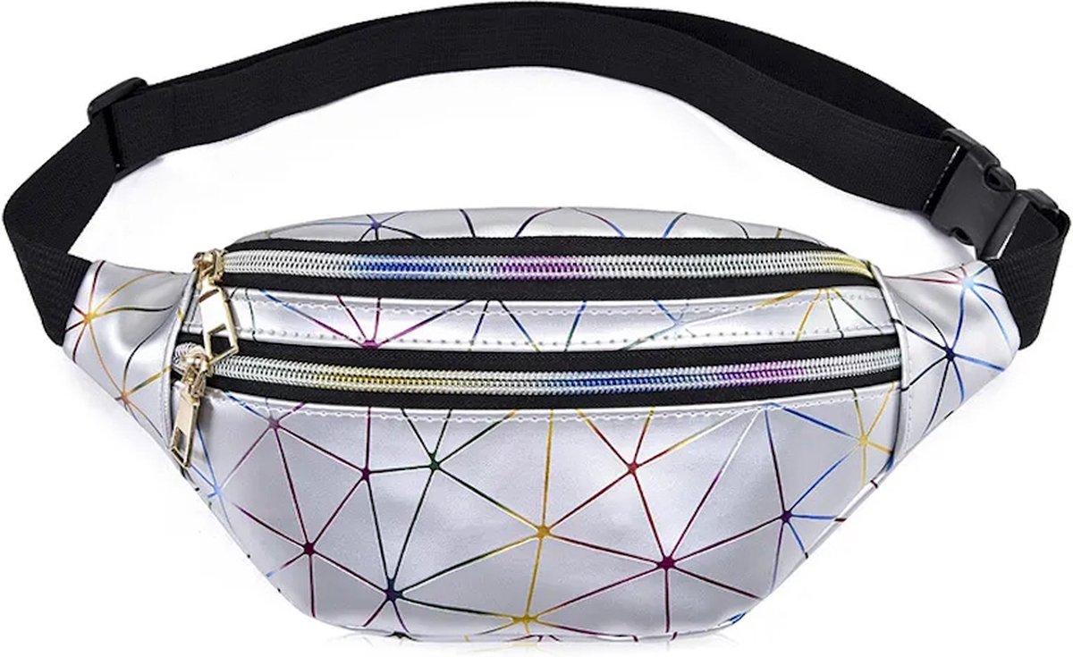 Heuptas - Geometric Zilver | Kunstleer/Polyester | 30 x 13 cm | Fashion Favorite