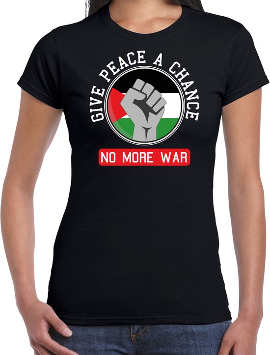 Bellatio Decorations T-shirt de Protest pour femme - Palestine - donnez une chance à la paix - noir - paix XXL