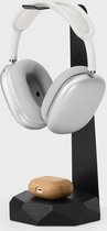 Oakywood 2in1 Headphones Stand - Zwart Massief Eiken - Echt Hout Koptelefoon Standaard Houder met 10W Draadloze Oplader