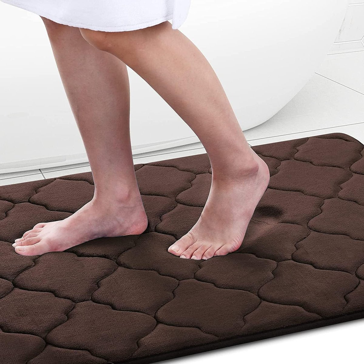 Badkamertapijt van schuim, antislipbadmat, zachte badmat, absorberende badmat, wasbaar, onderhoudsarme douchemat, 40 x 60 cm, bruin