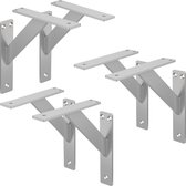 ML-Design 6 stuks plankdrager 180x180 mm, zilver, aluminium, zwevende plankdrager, plankdrager, wanddrager voor plankdrager, plankdrager voor wandmontage, wandplankdrager plankdrager