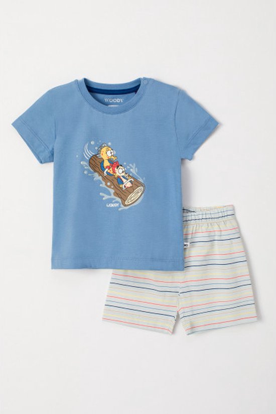 Woody pyjama baby jongens - blauw - zeepaardje - 241-10-PSS-S/818 - maat 74