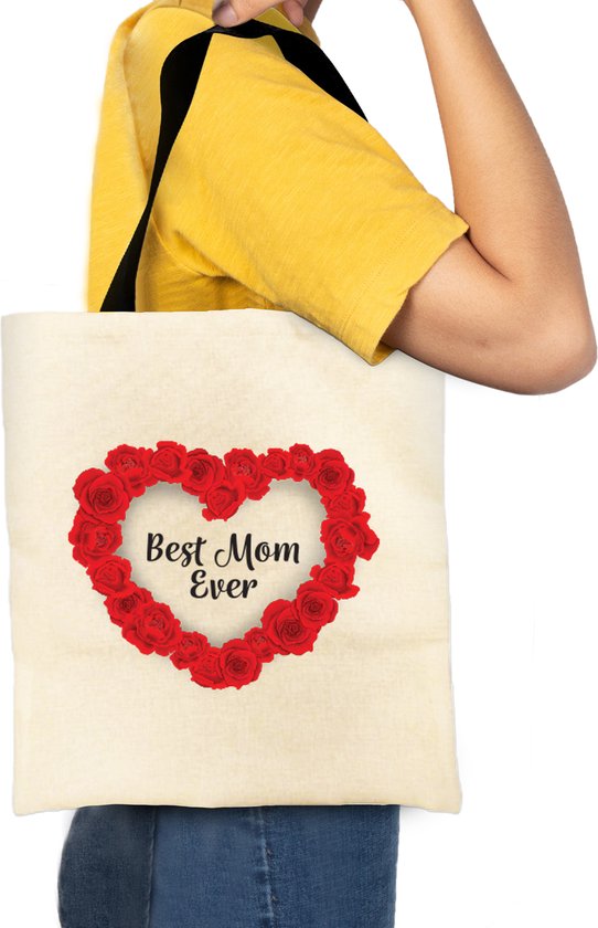 Moederdag Tote Bag Canvas met Tekst Best Mum Ever 2.0 - Cadeau voor Mama - Moederdag Cadeautje