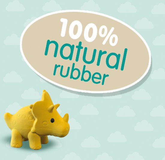 SES - Tiny Talents - Badspeelgoed Triceratops - 100% natuurlijk rubber dino - zacht en veilig materiaal - ftalaat- en PVC vrij - gesloten speeltje - Speelgoed 1 jaar van SES — afbeelding 3