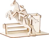 Bouwpakket 3D Houten Puzzel Pennenbak Concours Hippique/ Paardrijden