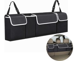 Auto Organizer Kofferbak, Auto Organizer, Autostoel Organizer, Auto Accessories, Universele Kofferbak Opbergtas Multi Pockets Auto Achterbank, Autostoel Rugleuning Organisator, Houdt Auto Netjes En Schoon, 4Zakken, Zwart, 90x25x12 cm
