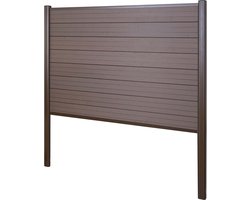 WPC privacyscherm Sarthe, schutting windscherm, aluminium paal voor plaatsing in beton ~ basiselement, 190cm bruin