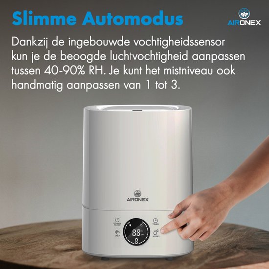 Aironex Luchtbevochtiger 6 Liter - Luchtbevochtigers - Humidifier - Geschikt voor Woonkamer, Kantoor, Babykamer, Slaapkamer