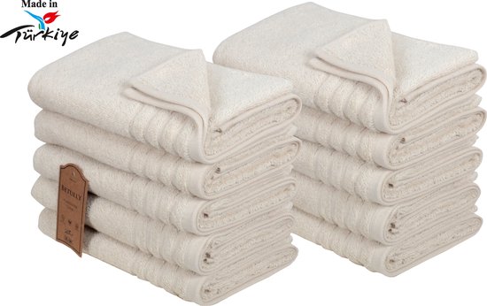 Veehaus Magnee - Handdoeken 50 x 100 cm - set van 10 - Hotelkwaliteit – Zware kwaliteit 500 g/m2 Natuur Creme