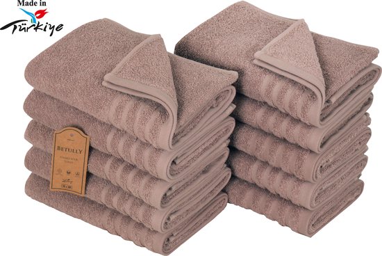 Veehaus Wadelan- Handdoeken 50 x 100 cm - set van 10 - Hotelkwaliteit – Zware kwaliteit 500 g/m2 Beige