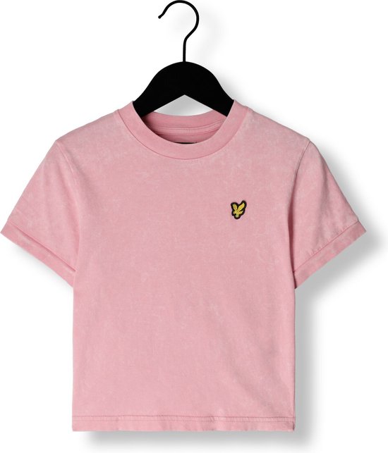 Lyle & Scott Acid Wash Tonal Ringer Fitted Tee Tops & T-shirts Meisjes - Shirt - Lichtroze - Maat 128/134
