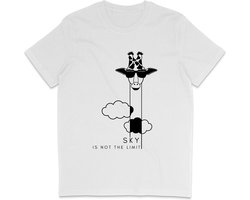 Grappig T Shirt Heren en Dames - Giraf Quote Sky Is Not The Limit - Wit - Maat S