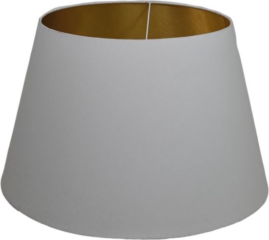 Amira Lampenkap - ø35-ø52x32 cm - Wit/Goud - Katoen - lampenkap voor staande lamp, lampenkappen hanglampen, lampenkappen voor tafellampen, lampenkappen, lampekap, lampenkap velours, lampenkap voor tafellamp, lampenkappen landelijk