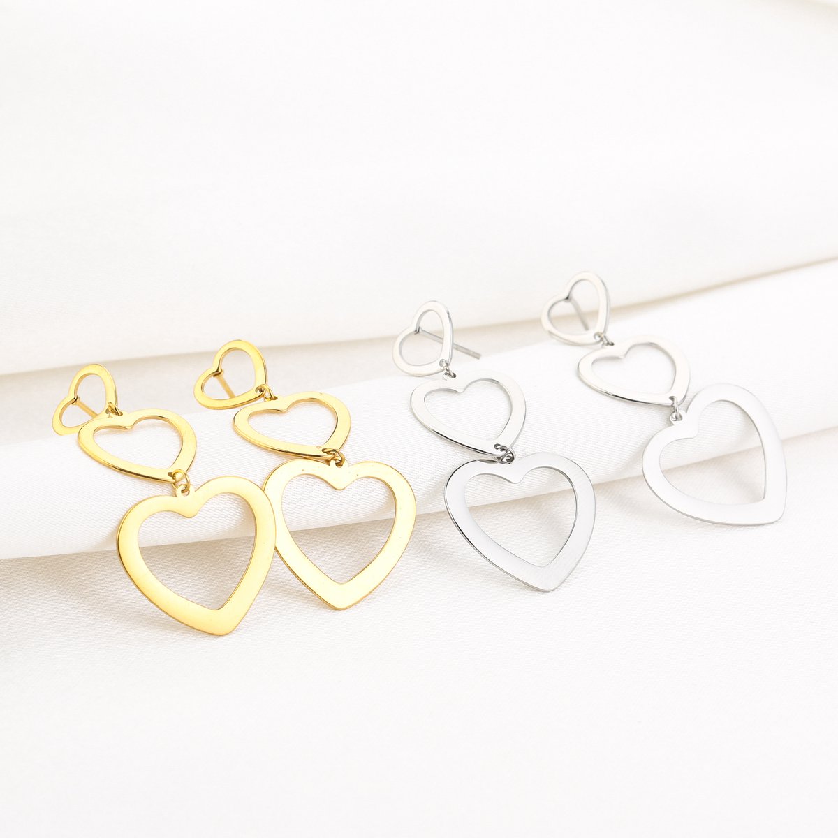 DKNY HEART DROP - Oorbellen - gold-coloured/cry/goudkleurig