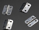 FSW-Products - 10 Stuks - Mini Scharnieren - Vaste pen - Scharnier - RVS - Zilver - 18x16mm - Deurscharnier - Kastscharnier - Vermessingd