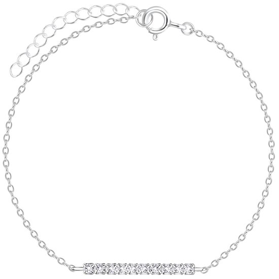 Joy|S - Zilveren kristal bar armband - 15 cm + 3 cm extension - sterling zilver 925
