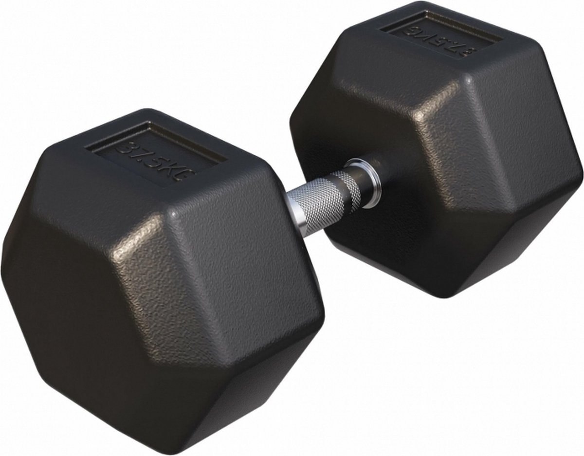 Gorilla Sports Dumbbell - 1 x 37,5 kg - Gietijzer - Hexagon - Halter