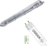 Luminaire Fluorescent LED Etanche avec Tube T8 - Velvalux Strela - 60cm - Unique - Connectable - Etanchéité IP65 - OSRAM - SubstiTUBE Value EM 830 - 7,6W - Wit Chaud 3000K | Remplace 18W