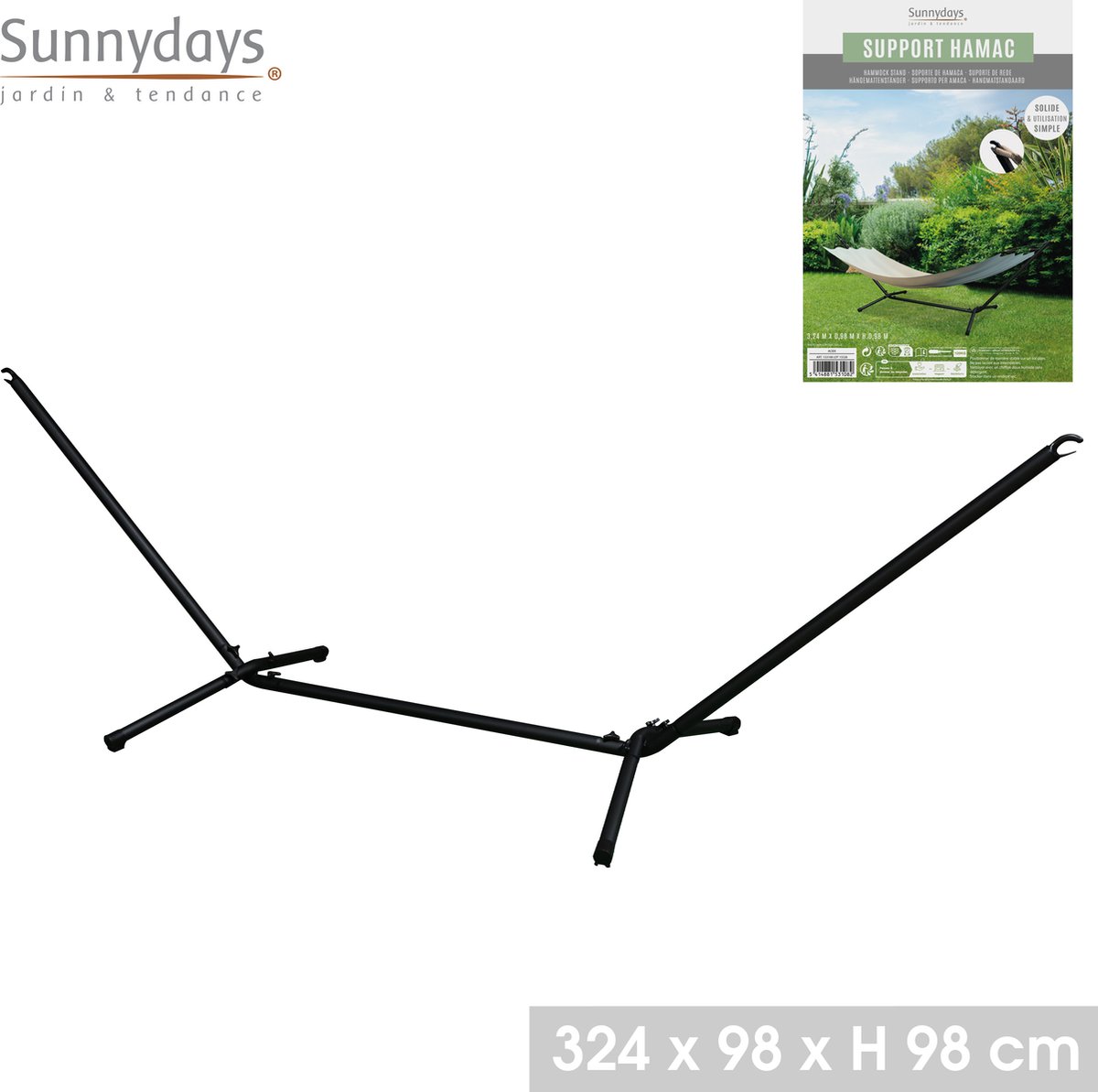 ANTRACIET METALEN HANGMATSTANDAARD 324X98XH98CM