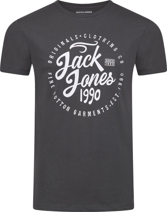 Donkergrijs Jack & Jones T-shirt met ronde witte opdruk 'Jack Jones 1990'
