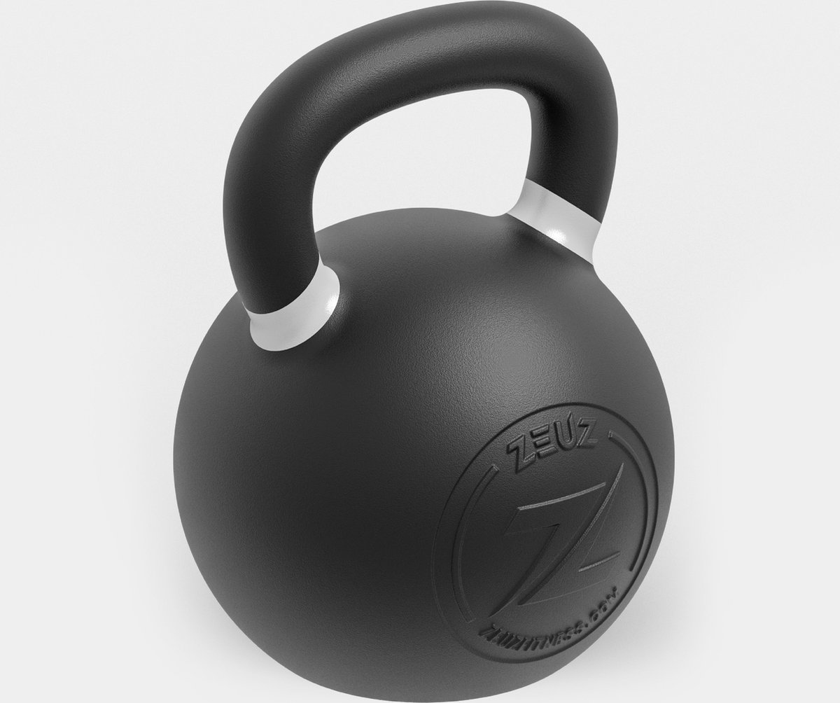 ZEUZ Kettlebell 40 KG – Gewichten voor Fitness & CrossFit - Conditie & Krachttraining – Gietijzer – Wit – foto 3