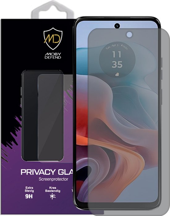 MobyDefend Protecteur d'écran Motorola Moto G34 - Économiseur d'écran en verre de confidentialité mat - Protecteur d'écran - Plaque de verre adaptée pour Motorola Moto G34