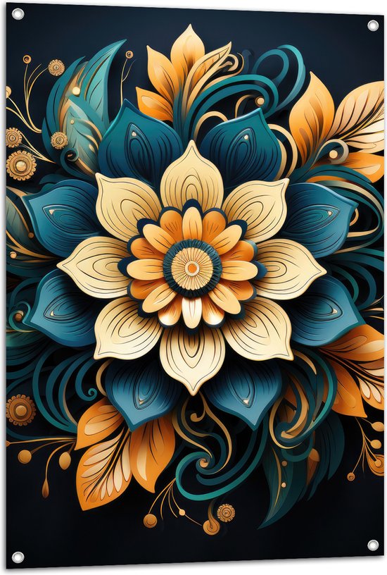 Tuinposter – Bloemen - Mandala - Kleuren - 70x105 cm Foto op Tuinposter (wanddecoratie voor buiten en binnen)